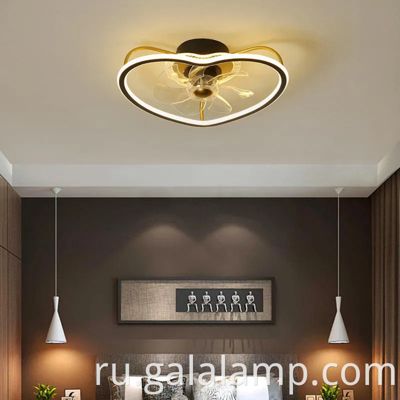 Причудливая лампа потолочного вентилятора в форме сердца для комнат детей